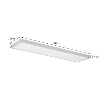 Brilagi - LED ρυθμιζόμενο φωτιστικό οροφής μπάνιου FRAME SMART LED/50W/230V 120x30 cm 3000-6000K IP44 ασημί + τηλεχειριστήριο