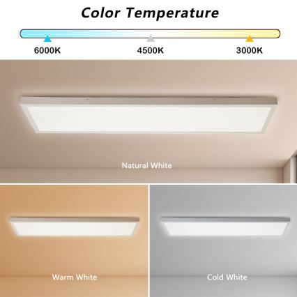Brilagi - LED Ρυθμιζόμενο φωτιστικό οροφής FRAME SMART LED/50W/230V 30x120 cm 3000-6000K IP44 λευκό + τηλεχειριστήριο