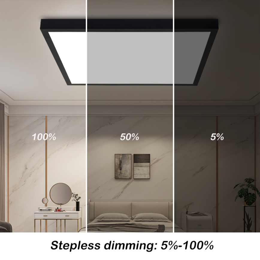 Brilagi - Ρυθμιζόμενο Επίτοιχο φωτιστικό FRAME SMART LED/50W/230V 60x60 cm 3000-6000K IP44 Μαύρο + Τηλεχειριστήριο