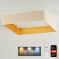 Brilagi - LED ρυθμιζόμενο φωτιστικό οροφής VELVET SQUARE SMART LED/36W/230V 60x60 cm 2700-6500K Wi-Fi Tuya + τηλεχειριστήριο κρεμ
