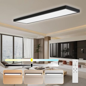 Brilagi - LED Ρυθμιζόμενο φωτιστικό οροφής μπάνιου FRAME SMART LED/50W/230V 30x120 cm 3000-6000K IP44 μαύρο + τηλεχειριστήριο