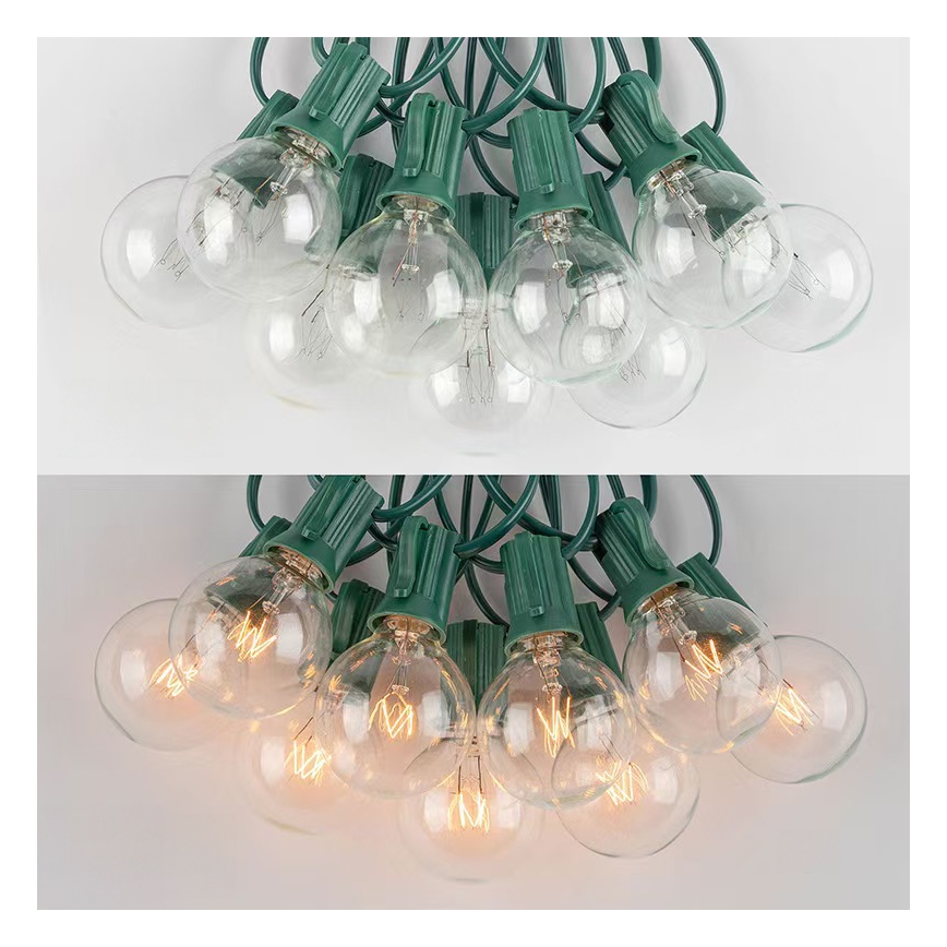 Brilagi - LED Εξωτερική διακοσμητική γιρλάντα GIRLANDA 25xE12/0,8W/230V 20m πράσινη IP44 θερμό λευκό