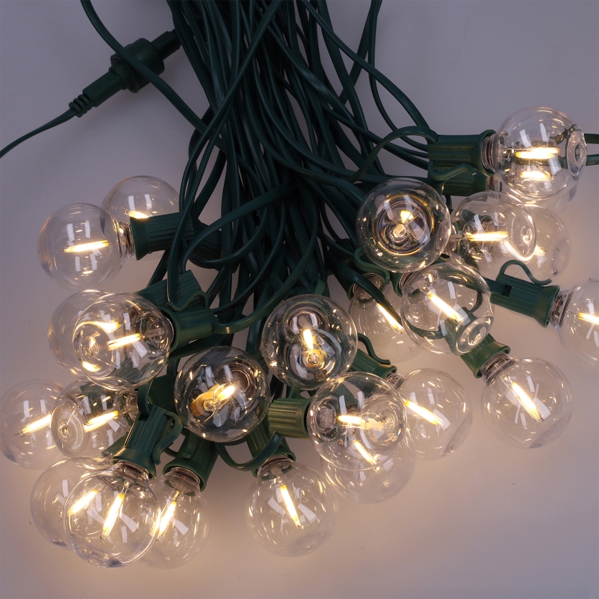 Brilagi - LED Εξωτερική διακοσμητική γιρλάντα GIRLANDA 25xE12/0,8W/230V 20m πράσινη IP44 θερμό λευκό