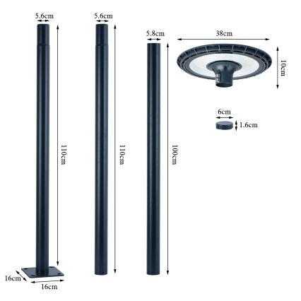 Brilagi - LED υπαίθριο φωτιστικό δρόμου URBANSPARK LED/120W/230V ανθρακί IP65