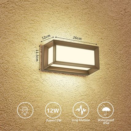 Brilagi - Επιτοίχιο φωτιστικό εξωτερικού χώρου LED PARKER LED/12W/230V 3000/4500/6000K καφέ IP44