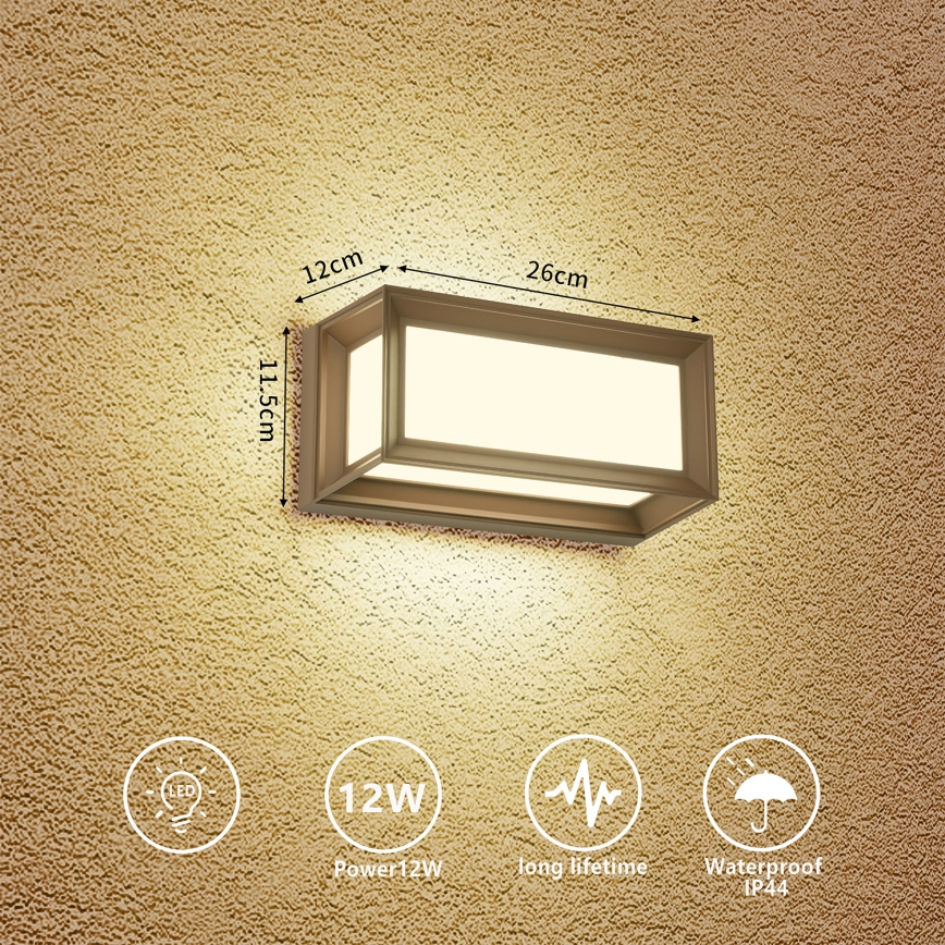 Brilagi - Επιτοίχιο φωτιστικό εξωτερικού χώρου LED PARKER LED/12W/230V 3000/4500/6000K καφέ IP44