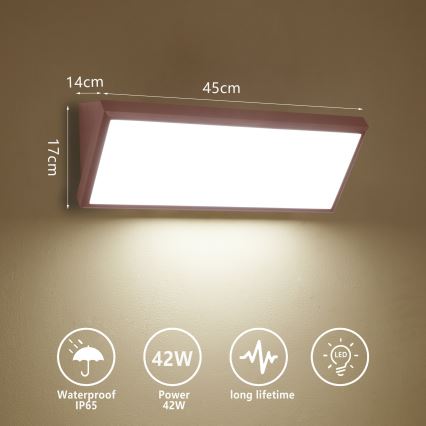 Brilagi - Επιτοίχιο φωτιστικό εξωτερικού χώρου LED TRIANGLE LED/42W/230V 45 cm καφέ IP65