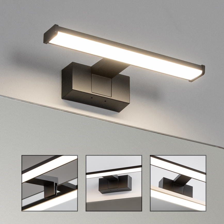 Brilagi - LED φωτισμός καθρέφτη μπάνιου 3-σε-1 VESTRA LED/6W/230V 30 cm IP44 μαύρο