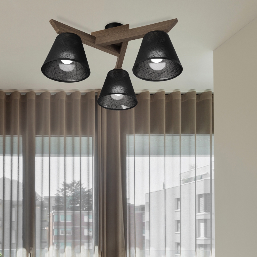 Brilagi - LED Οροφιά φωτιστικό ANTHONY 3xE14/40W/230V δρυς καρυδιά/μαύρο