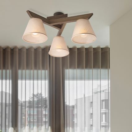 Brilagi - LED Οροφής φωτιστικό ANTHONY 3xE14/40W/230V δρυς καρυδιά/μπεζ