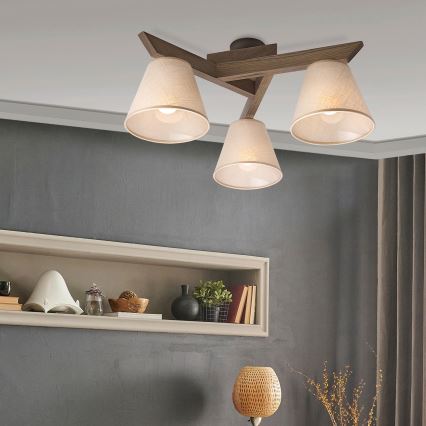 Brilagi - LED Οροφής φωτιστικό ANTHONY 3xE14/40W/230V δρυς καρυδιά/μπεζ