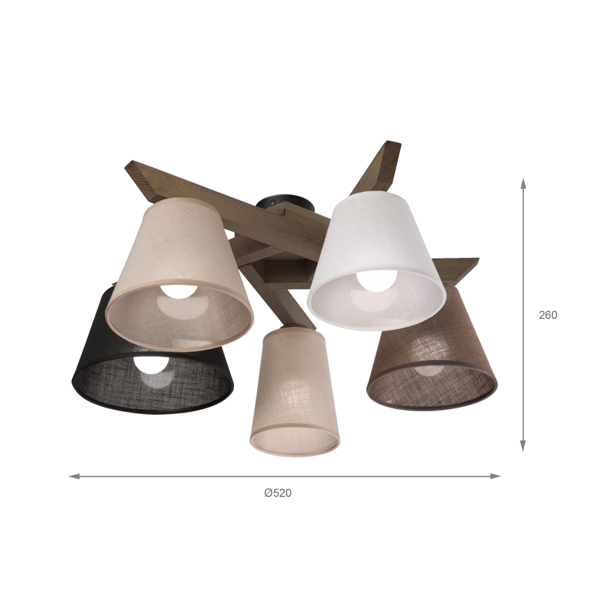 Brilagi - LED Οροφής φωτιστικό ANTHONY 5xE14/40W/230V δρυς καρυδιά