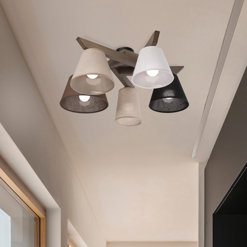 Brilagi - LED Οροφής φωτιστικό ANTHONY 5xE14/40W/230V δρυς καρυδιά