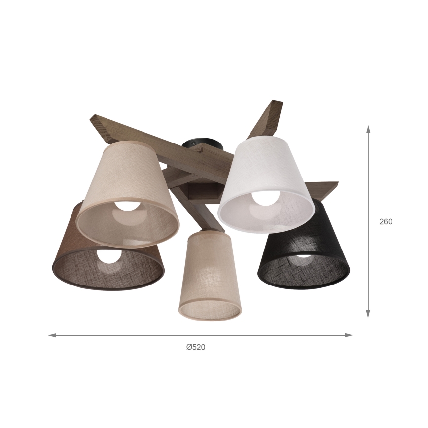 Brilagi - LED Οροφής φωτιστικό ANTHONY 5xE14/40W/230V δρυς καρυδιά