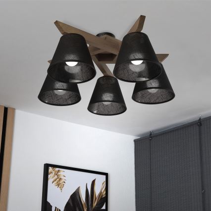 Brilagi - LED Οροφής φωτιστικό ANTHONY 5xE14/40W/230V δρυς καρυδιά/μαύρο
