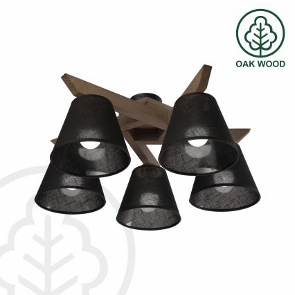 Brilagi - LED Οροφής φωτιστικό ANTHONY 5xE14/40W/230V δρυς καρυδιά/μαύρο