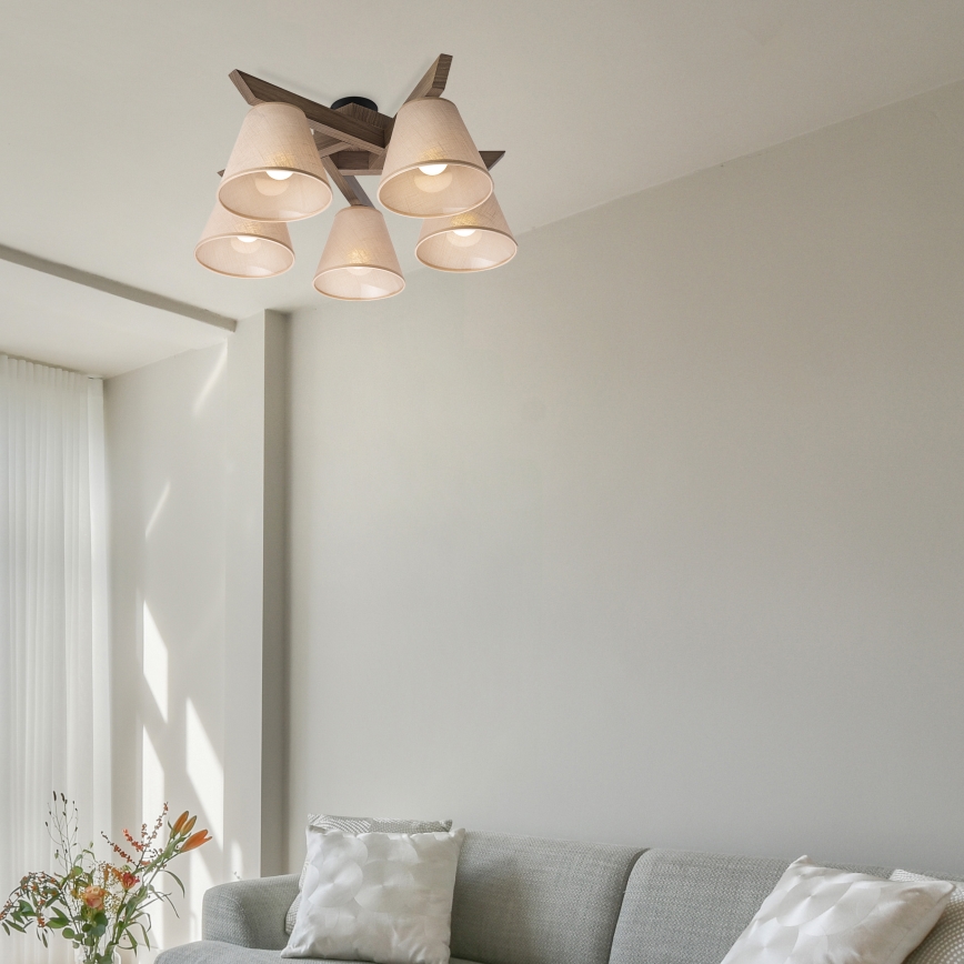 Brilagi - LED Οροφής φωτιστικό ANTHONY 5xE14/40W/230V δρυς καρυδιά/μπεζ