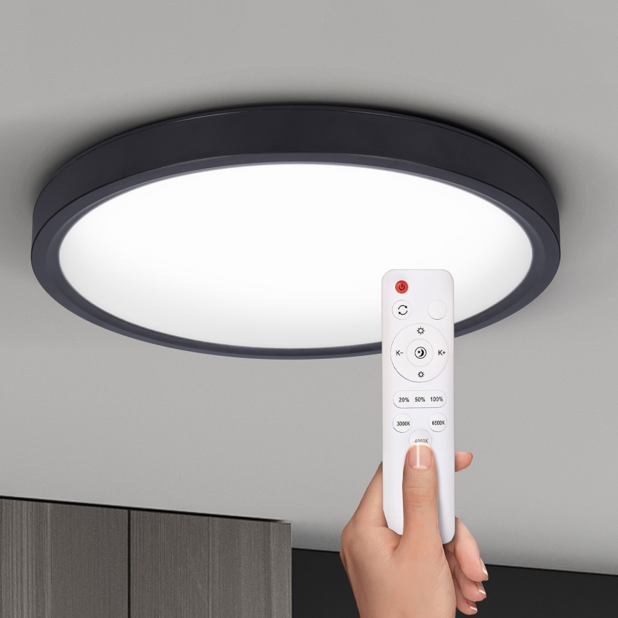Brilagi - LED Dimmable φωτιστικό οροφής ESTELA LED/36W/230V 3000-6500K ø 30 cm μαύρο + τηλεχειριστήριο
