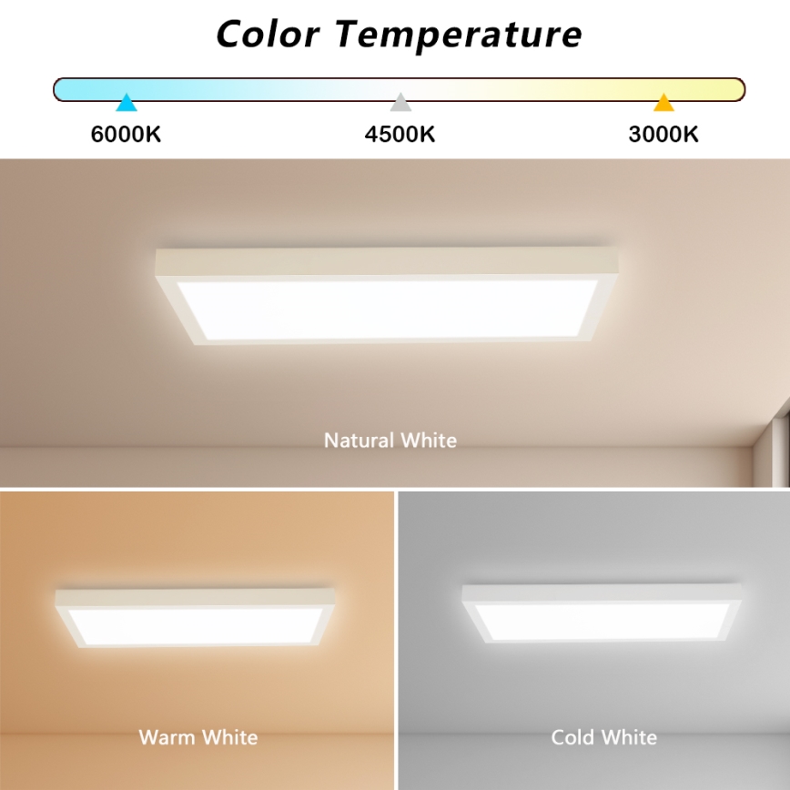 Brilagi - Φωτιστικό οροφής μπάνιου dimming LED FRAME SMART LED/30W/230V 30x60 cm 3000-6000K IP44 λευκό + τηλεχειριστήριο