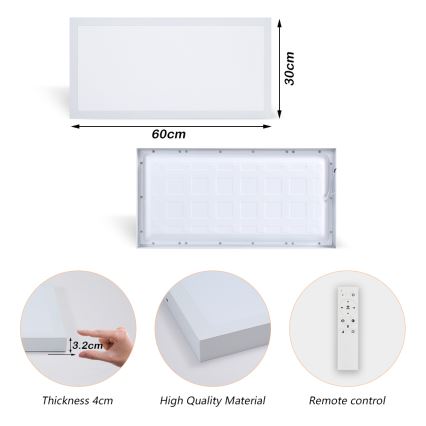 Brilagi - Φωτιστικό οροφής μπάνιου dimming LED FRAME SMART LED/30W/230V 30x60 cm 3000-6000K IP44 λευκό + τηλεχειριστήριο
