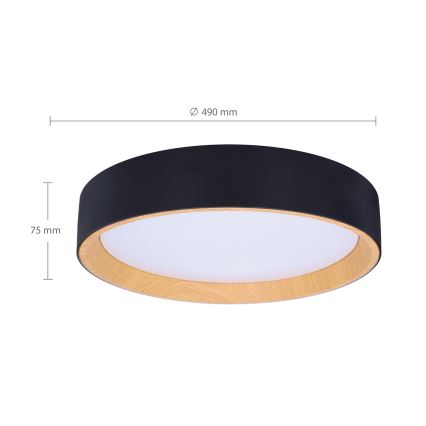 Brilagi - LED Dimmable φωτιστικό οροφής LARIOS LED/60W/230V 3000-6500K ø 49 cm μαύρο + τηλεχειριστήριο