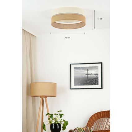 Brilagi - LED Dimmable φωτιστικό οροφής ROYAL YUTE LED/24W/230V διάμετρος 45 cm 3000/4000/6500K μπεζ/κρεμ  + τηλεχειριστήριο