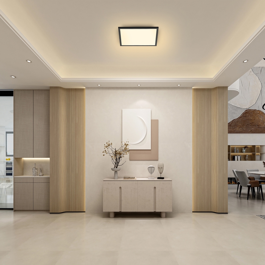 Brilagi - LED Dimmable φωτιστικό οροφής SLIMFRAME LED/25W/230V 30x30 cm 3000-6000K μαύρο + τηλεχειριστήριο