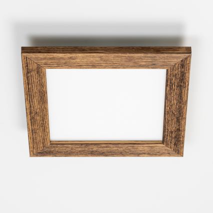 Brilagi - LED Dimmable φωτιστικό οροφής SLIMFRAME WOOD LED/25W/230V 34x34 cm 3000-6000K καφέ + τηλεχειριστήριο