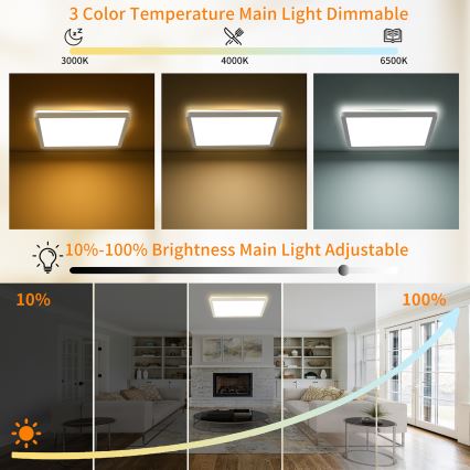 Brilagi - LED Dimmable φωτιστικό οροφής ULTRA SLIM LED/18W/230V 2700-6500K 30x30 cm λευκό + τηλεχειριστήριο