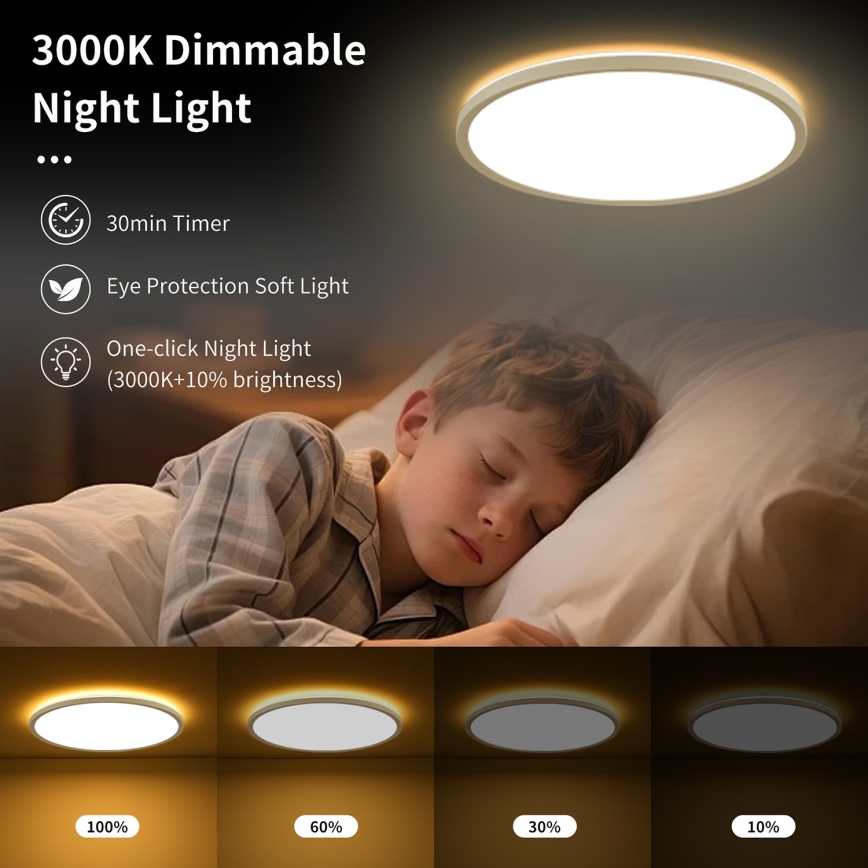 Brilagi - LED Dimmable φωτιστικό οροφής ULTRA SLIM LED/18W/230V 2700-6500K διάμετρος 30 cm λευκό + τηλεχειριστήριο
