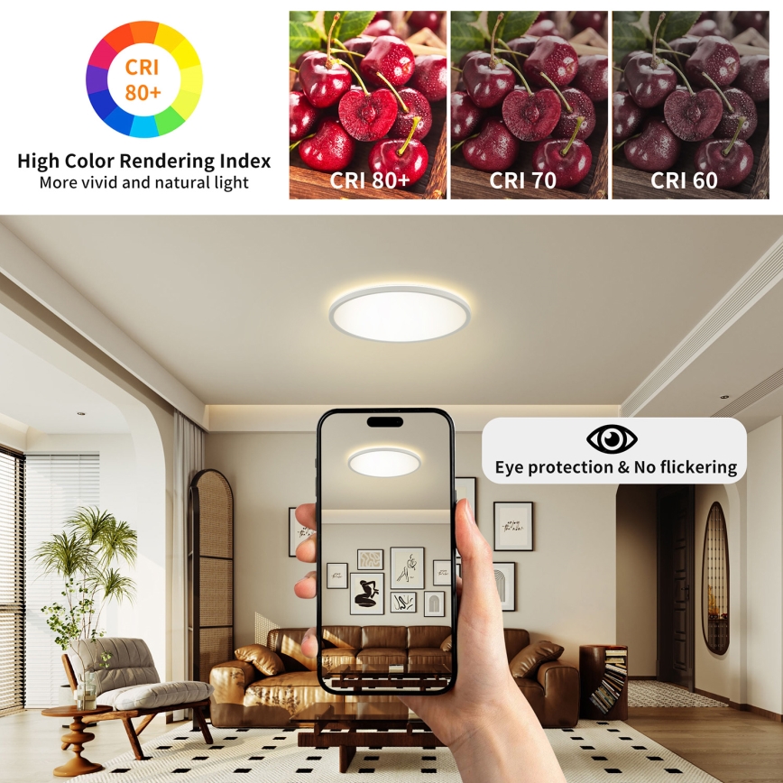 Brilagi - LED Dimmable φωτιστικό οροφής ULTRA SLIM LED/24W/230V 2700-6500K διάμετρος 42 cm λευκό + τηλεχειριστήριο