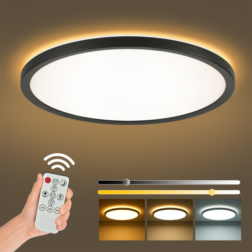 Brilagi - LED Dimmable φωτιστικό οροφής ULTRA SLIM LED/24W/230V 2700-6500K διάμετρος 42 cm μαύρο + τηλεχειριστήριο