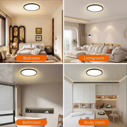 Brilagi - LED Dimmable φωτιστικό οροφής ULTRA SLIM LED/24W/230V 2700-6500K διάμετρος 42 cm μαύρο + τηλεχειριστήριο