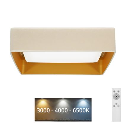 Brilagi - LED Dimmable φωτιστικό οροφής VELVET SQUARE LED/24W/230V 3000/4000/6500K + τηλεχειριστήριο κρεμ