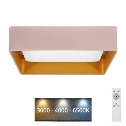 Brilagi - LED Dimmable φωτιστικό οροφής VELVET SQUARE LED/24W/230V 3000/4000/6500K + τηλεχειριστήριο ροζ