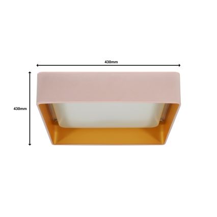 Brilagi - LED Dimmable φωτιστικό οροφής VELVET SQUARE LED/24W/230V 3000/4000/6500K + τηλεχειριστήριο ροζ