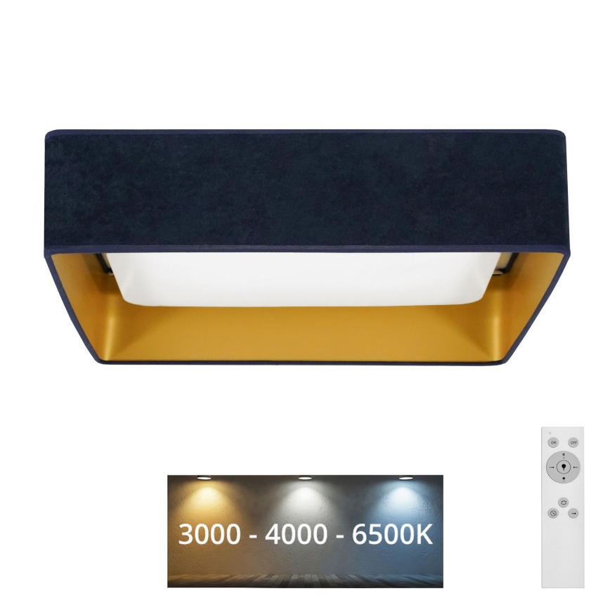 Brilagi - LED Dimmable φωτιστικό οροφής VELVET SQUARE LED/24W/230V 3000/4000/6500K + τηλεχειριστήριο σκούρο μπλε