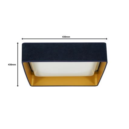 Brilagi - LED Dimmable φωτιστικό οροφής VELVET SQUARE LED/24W/230V 3000/4000/6500K + τηλεχειριστήριο σκούρο μπλε