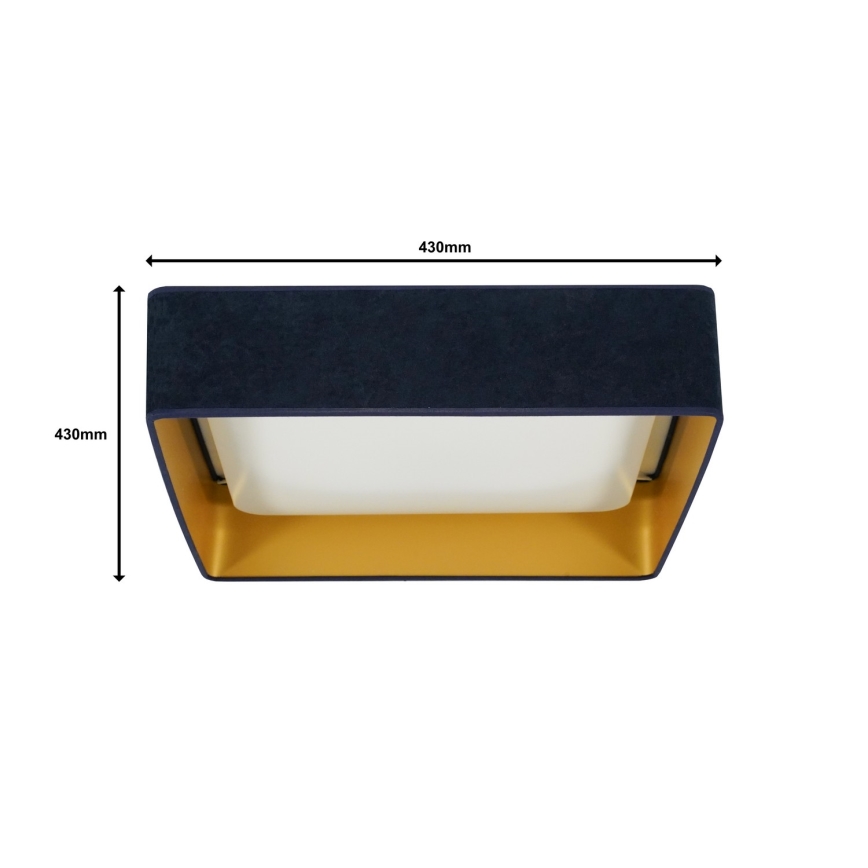 Brilagi - LED Dimmable φωτιστικό οροφής VELVET SQUARE LED/24W/230V 3000/4000/6500K + τηλεχειριστήριο σκούρο μπλε