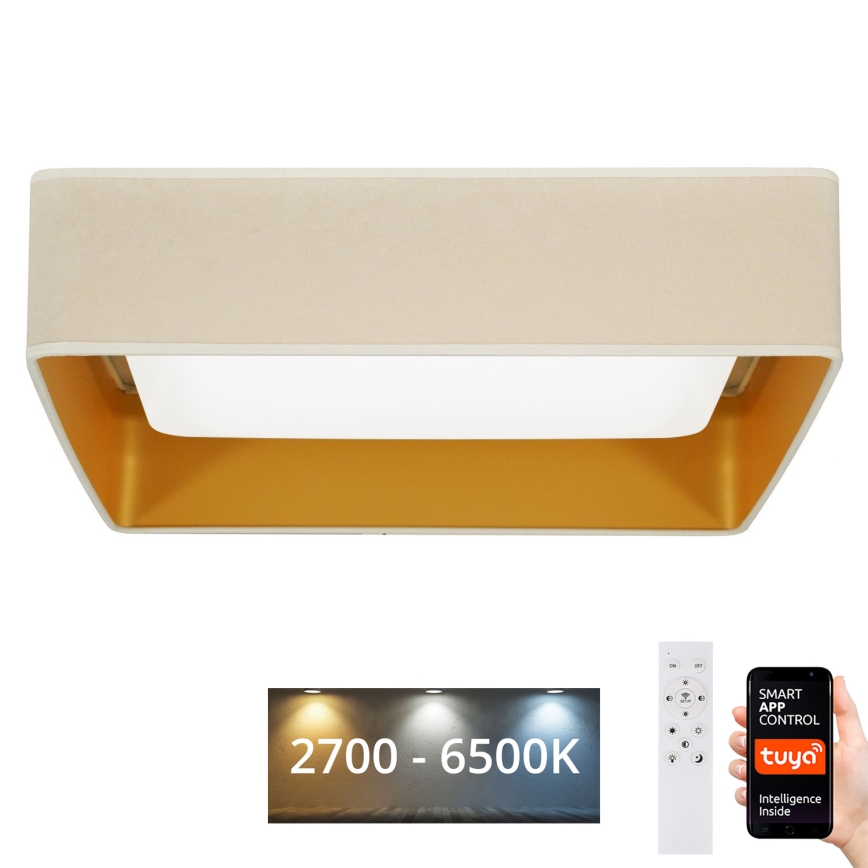 Brilagi - LED Dimmable φωτιστικό οροφής VELVET SQUARE SMART LED/36W/230V 2700-6500K Wi-Fi Tuya + τηλεχειριστήριο κρεμ