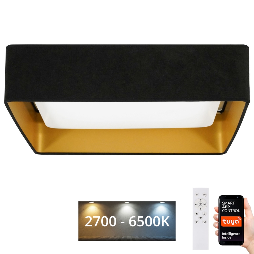 Brilagi - LED Dimmable φωτιστικό οροφής VELVET SQUARE SMART LED/36W/230V 2700-6500K Wi-Fi Tuya + τηλεχειριστήριο μαύρο