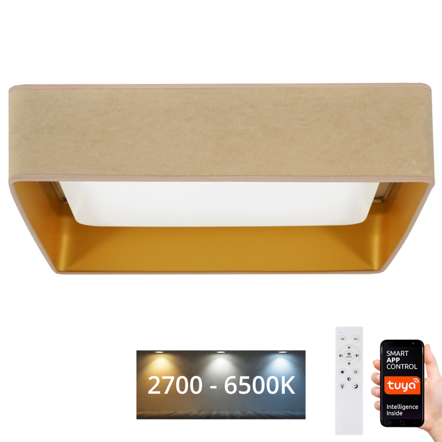 Brilagi - LED Dimmable φωτιστικό οροφής VELVET SQUARE SMART LED/36W/230V 2700-6500K Wi-Fi Tuya + τηλεχειριστήριο μπεζ