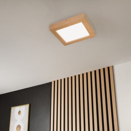 Brilagi - Φωτιστικό οροφής μπάνιου dimming LED WOODY FRAME LED/24W/230V δρυς 30x30 cm 3000-6000K IP44 + τηλεχειριστήριο