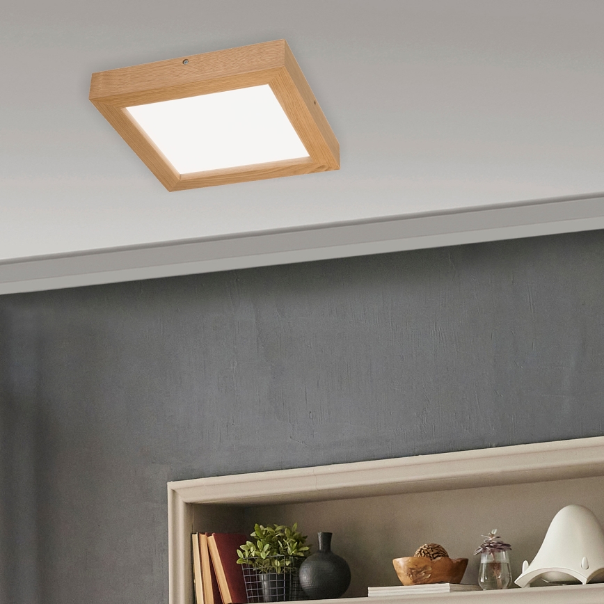 Brilagi - Φωτιστικό οροφής μπάνιου dimming LED WOODY FRAME LED/24W/230V δρυς 30x30 cm 3000-6000K IP44 + τηλεχειριστήριο