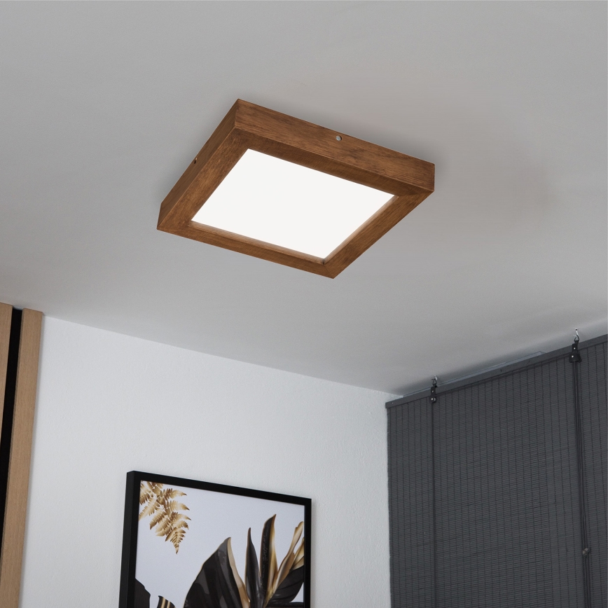 Brilagi - Φωτιστικό οροφής μπάνιου dimming LED WOODY FRAME LED/24W/230V δρυς κερασιά 30x30 cm 3000-6000K IP44 + τηλεχειριστήριο