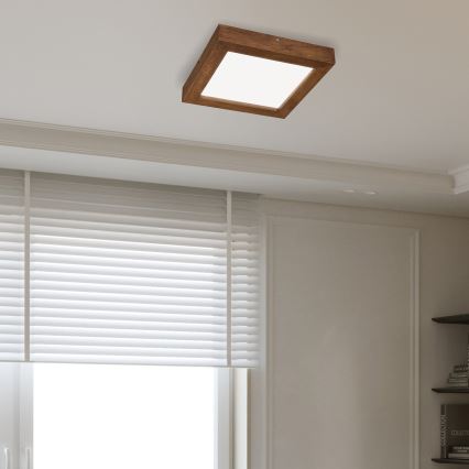 Brilagi - Φωτιστικό οροφής μπάνιου dimming LED WOODY FRAME LED/24W/230V δρυς κερασιά 30x30 cm 3000-6000K IP44 + τηλεχειριστήριο