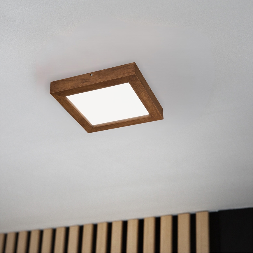 Brilagi - Φωτιστικό οροφής μπάνιου dimming LED WOODY FRAME LED/24W/230V δρυς κερασιά 30x30 cm 3000-6000K IP44 + τηλεχειριστήριο