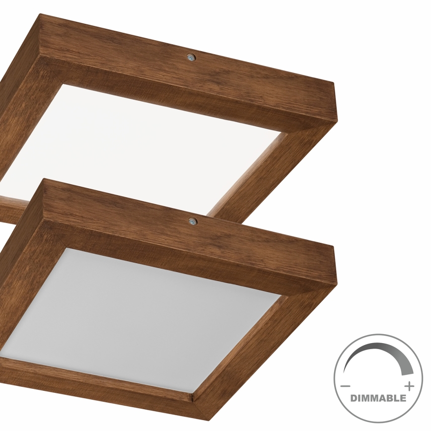 Brilagi - Φωτιστικό οροφής μπάνιου dimming LED WOODY FRAME LED/24W/230V δρυς κερασιά 30x30 cm 3000-6000K IP44 + τηλεχειριστήριο