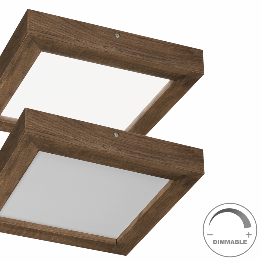 Brilagi - Φωτιστικό οροφής μπάνιου dimming LED WOODY FRAME LED/24W/230V δρυς 30x30 cm 3000-6000K IP44 + τηλεχειριστήριο