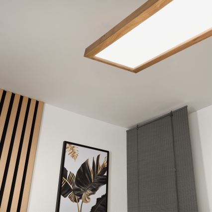 Brilagi - Φωτιστικό οροφής μπάνιου dimming LED WOODY FRAME LED/50W/230V δρυς 120x30 cm 3000-6000K IP44 + τηλεχειριστήριο